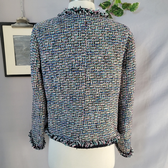 J. Crew Metallic Tweed Lady Jacket Blazer Rainbow Multicolor Black 8 - Picture 3 of 16
